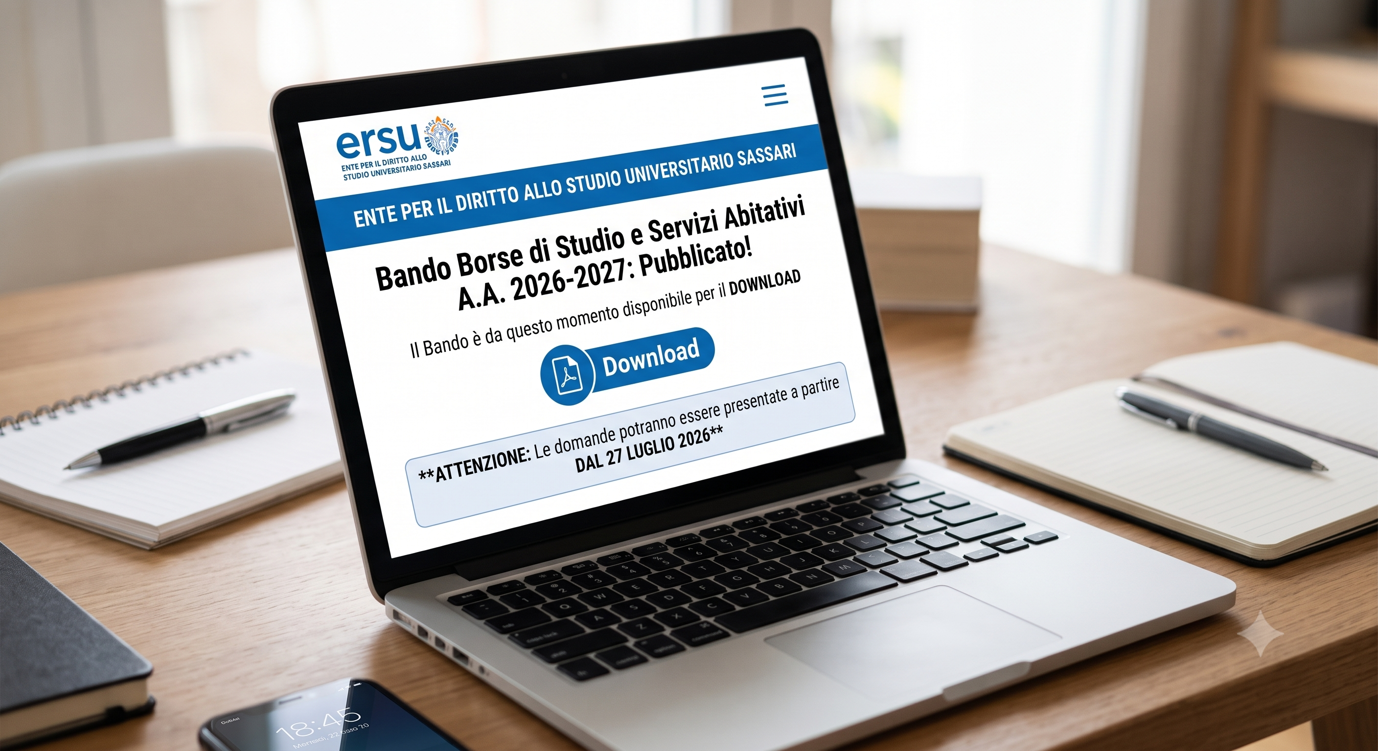 Bando Borse di Studio e Servizi Abitativi 2026-2027 online